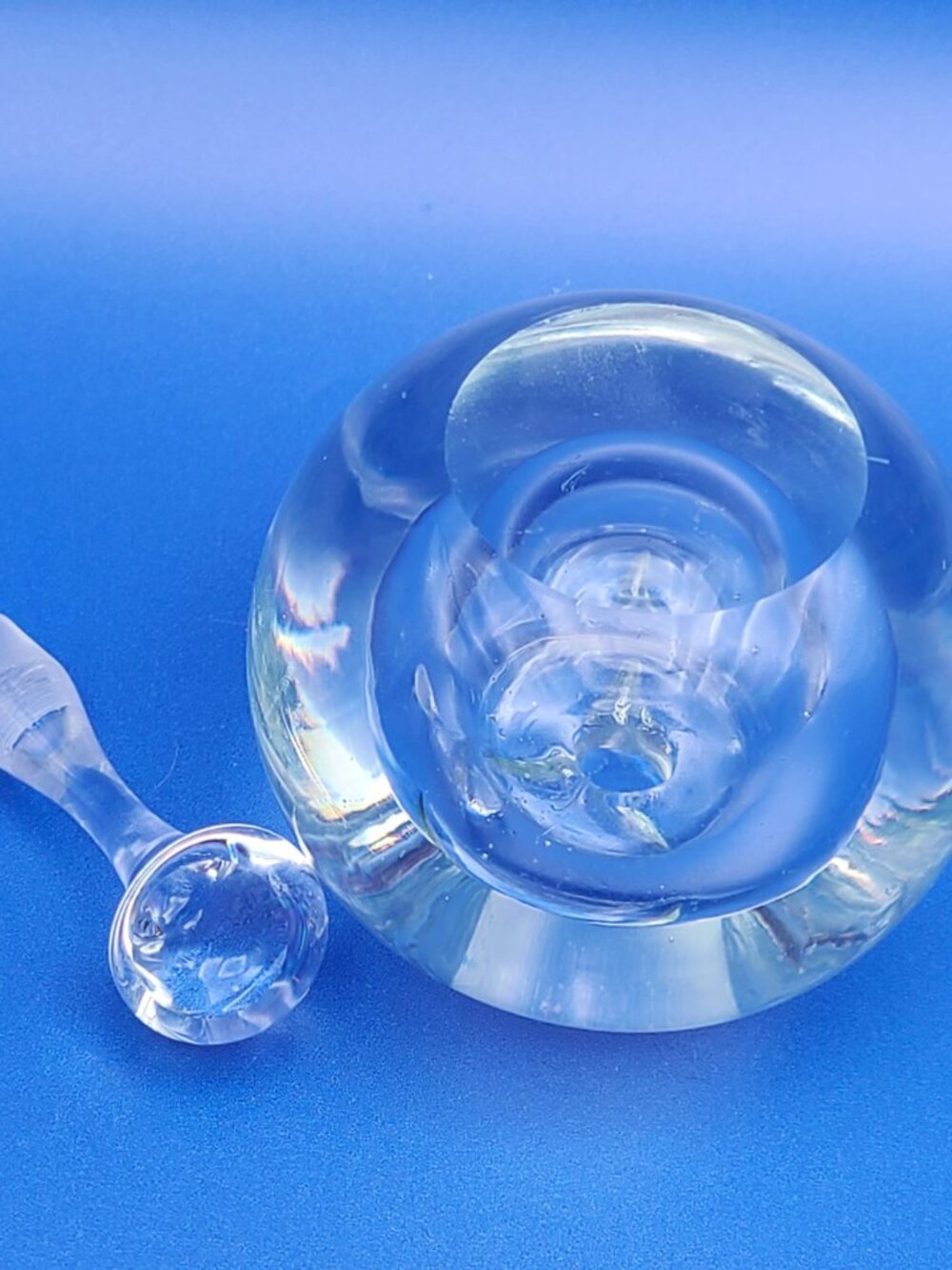 Vintage Clear Glass Apple Art Glass Perfume Bottle with Stopper Unbranded - Picture 6 of 8